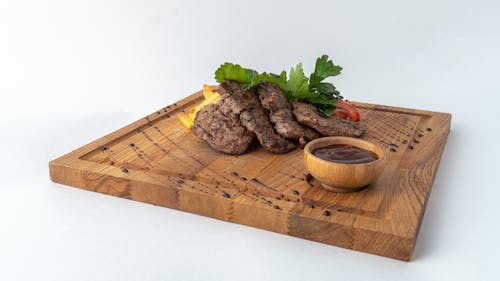 Food Served on Wooden Board