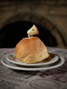 Traditional Mexican bread from Pachuca with savory cream filling, perfect for gourmet tastes.