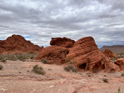 Free Stunning red rock landscapes with dramatic clouds at Valley of Fire State Park. Stock Photo