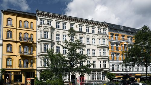 Free Charming colorful facades of historic buildings in Hamburg, Germany on a sunny day. Stock Photo