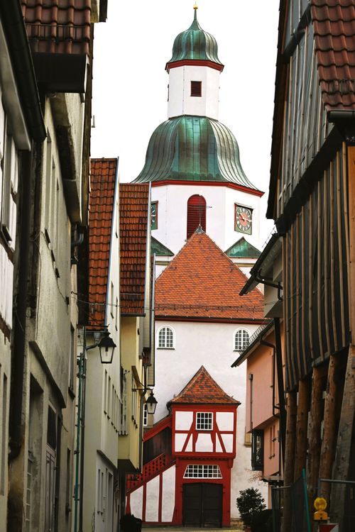 Free Explore the historic architecture of Baden-Württemberg's quaint narrow streets featuring medieval charm. Stock Photo