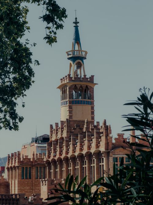 Free Stunning view of Sant Pau Hospital's modernist architecture in Barcelona with lush greenery. Stock Photo