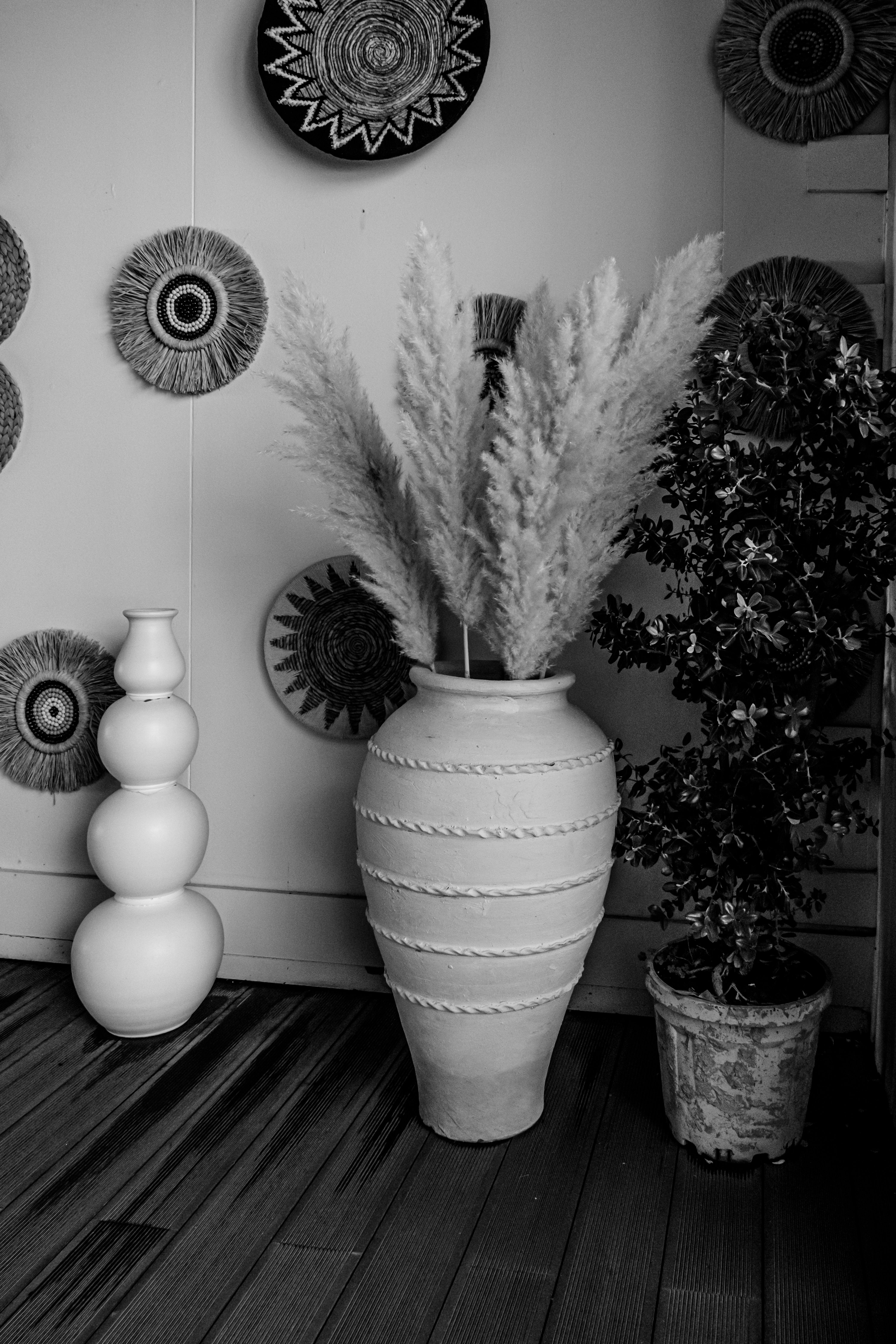 Black and white bohemian decor scene, Eswatini