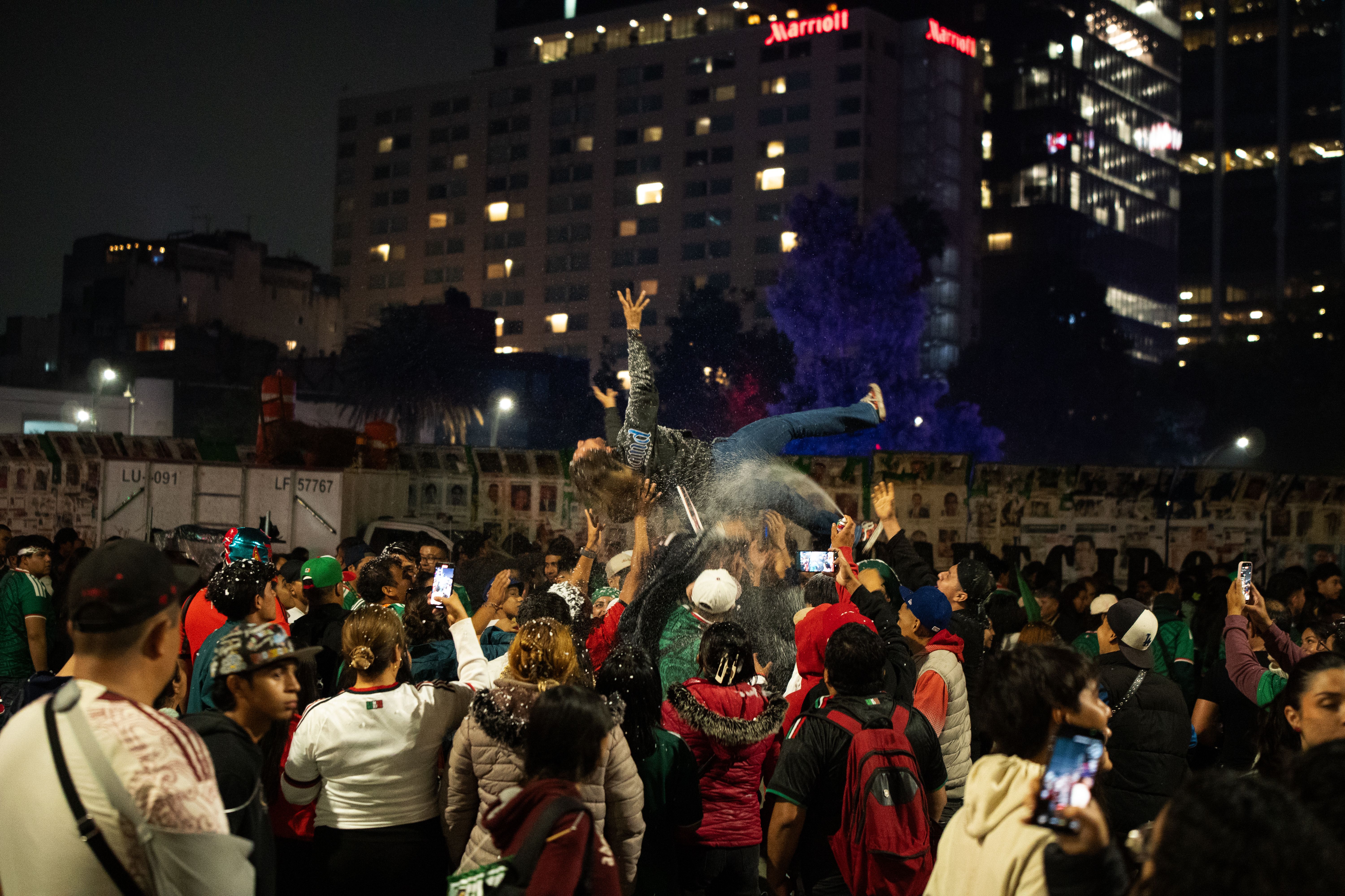 Mexico fans celebrate three World Cup group-stage wins in a row