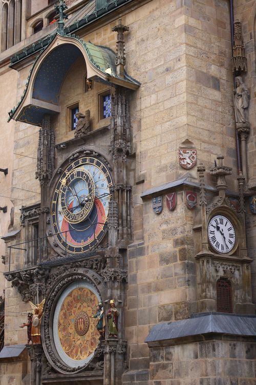 Free Close-up of Prague's iconic Astronomical Clock on Old Town Hall showcasing detailed craftsmanship. Stock Photo