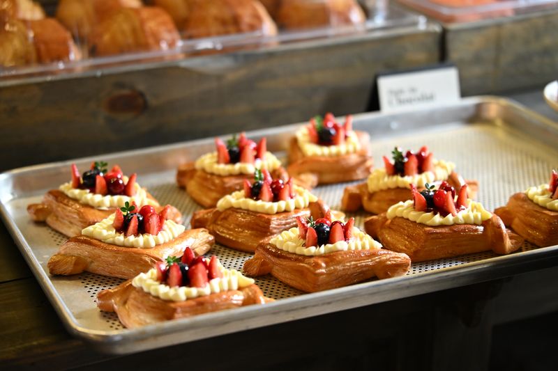 Raspberry danish pastry with glossy fruit filling
