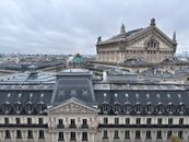 Stunning aerial view of the historic Palais Garnier in Paris, showcasing intricate architecture.