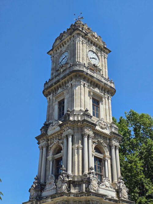 Free Stunning view of Dolmabahçe Clock Tower in İstanbul against a clear blue sky. Stock Photo