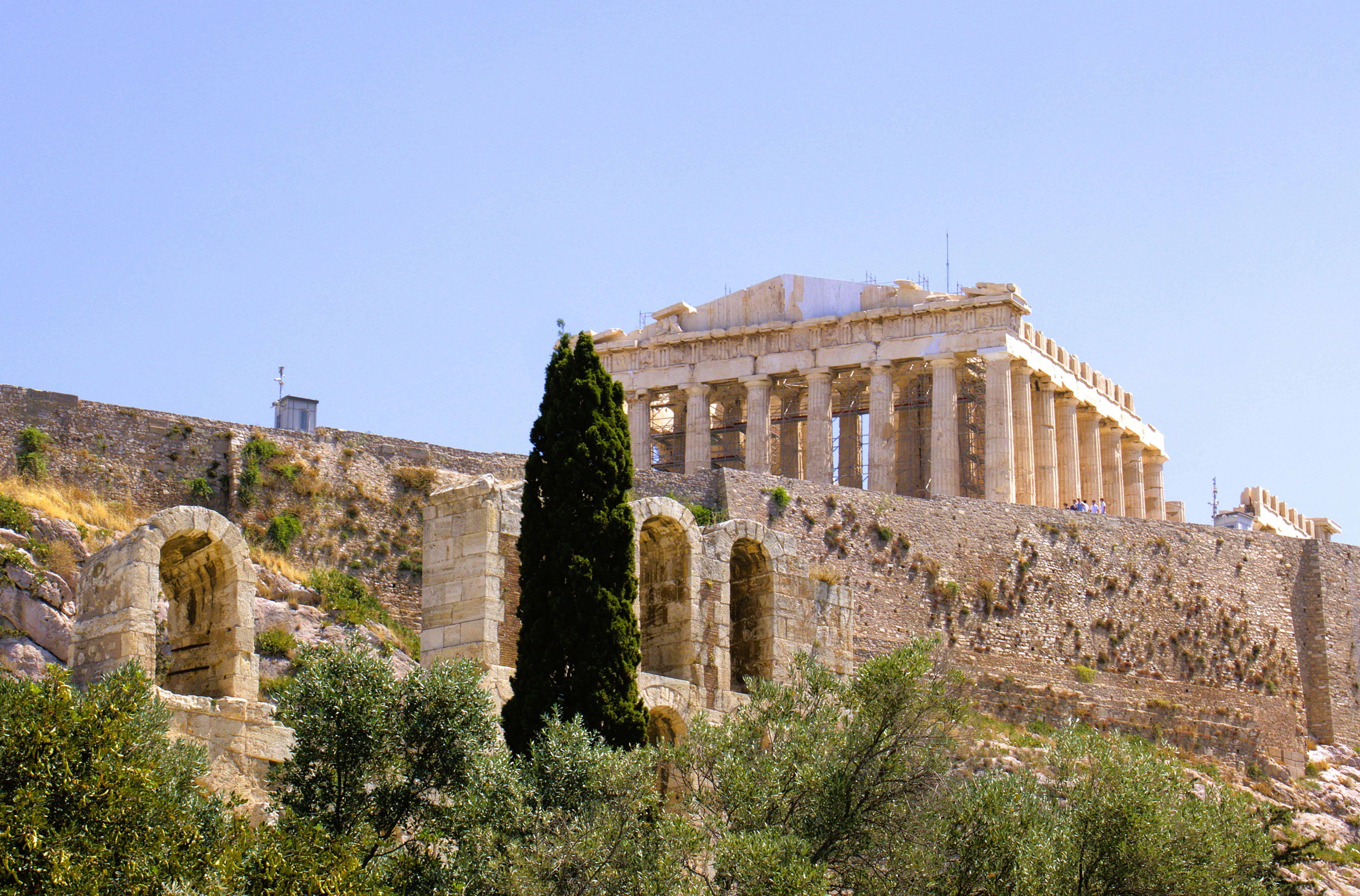 Greece, View of the historic Parthenon temple on the Acropolis in Athens, Greece.