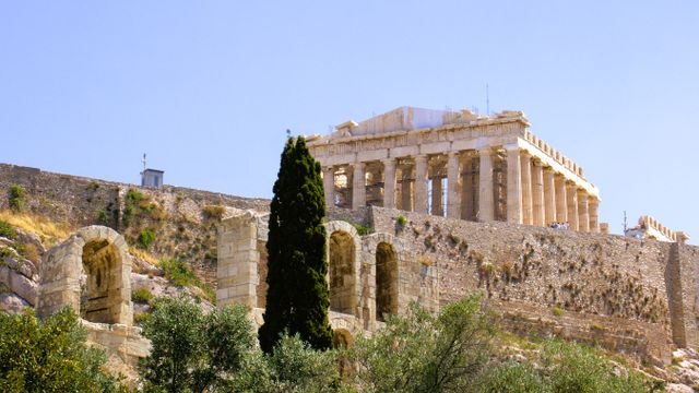 Greece, View of the historic Parthenon temple on the Acropolis in Athens, Greece.