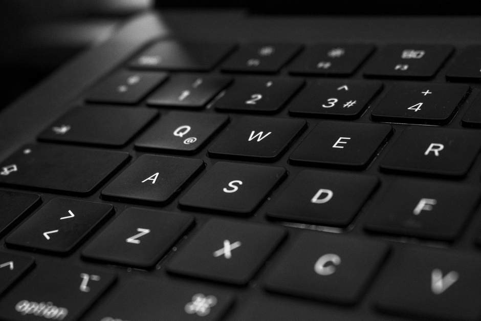 typing keyboard closeup