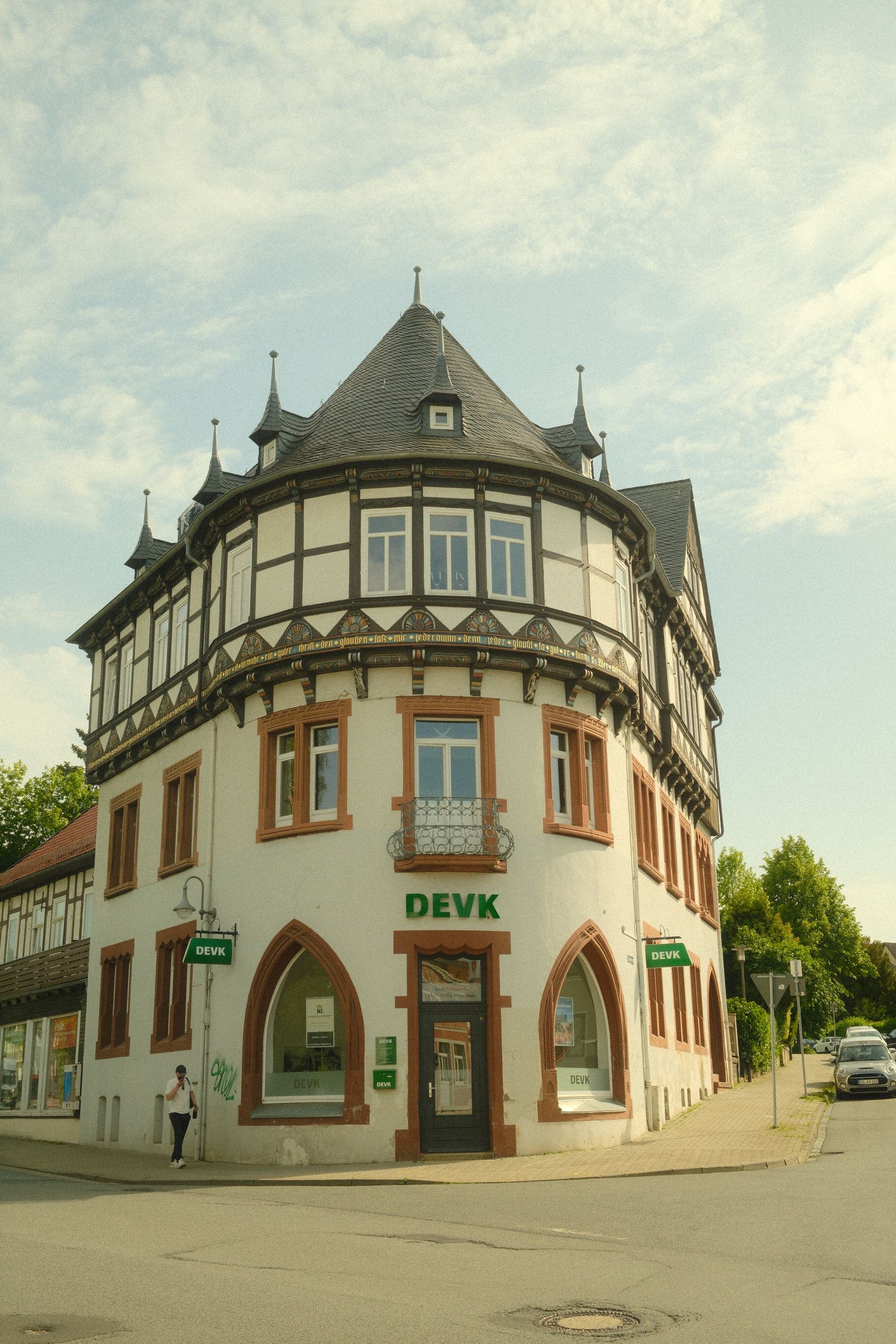 Charming half-timbered architecture on a sunny day in Goslar, Germany.