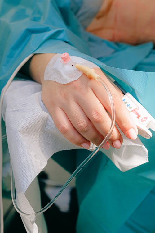 Free Patient with Iv Line Stock Photo