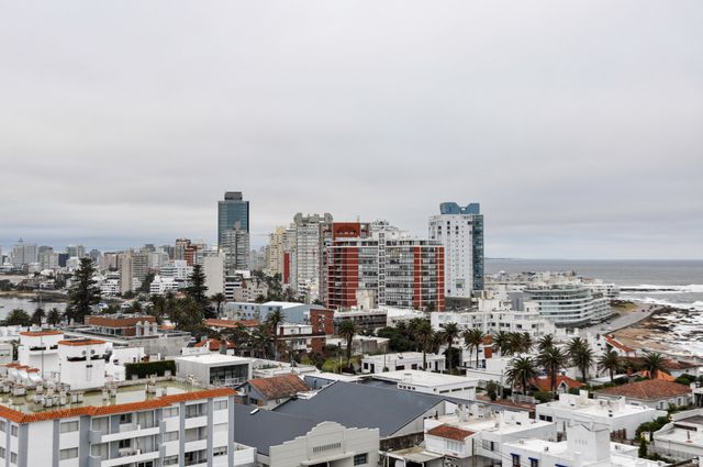 Aerial view of Punta del Este showcasing modern architecture and coastline.