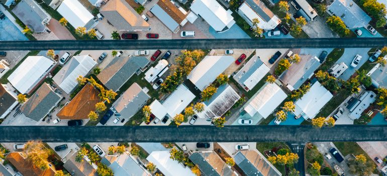 Aerial view of suburban roads