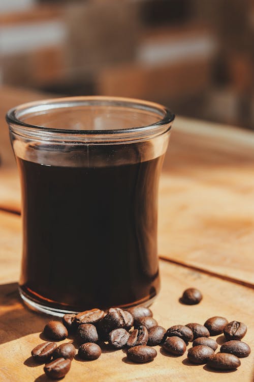 Free Clear Glass Cup With Black Coffee Stock Photo