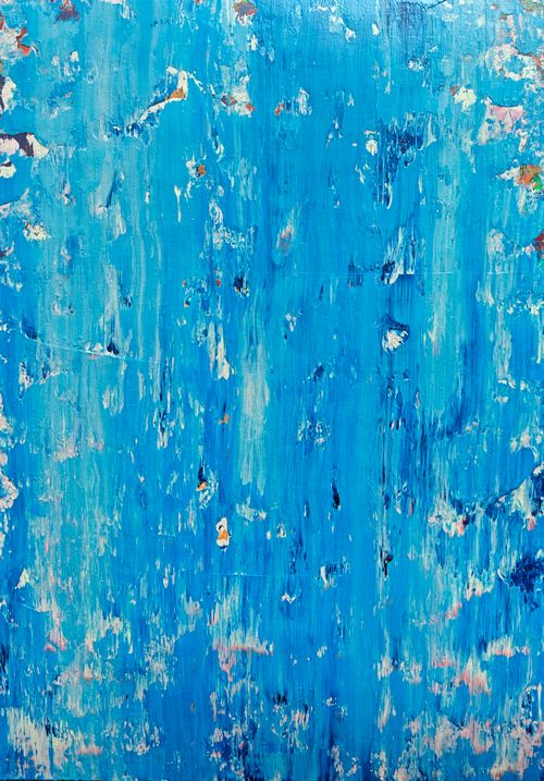 Free Colorful abstract painting with blue tones and dynamic texture, evoking an oceanic feel. Stock Photo
