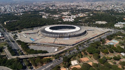 Free Stunning aerial shot of Mineirão Stadium in Belo Horizonte, showcasing the city's vibrant layout. Stock Photo