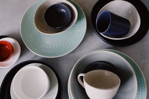 Blue Ceramic Mug on Saucer