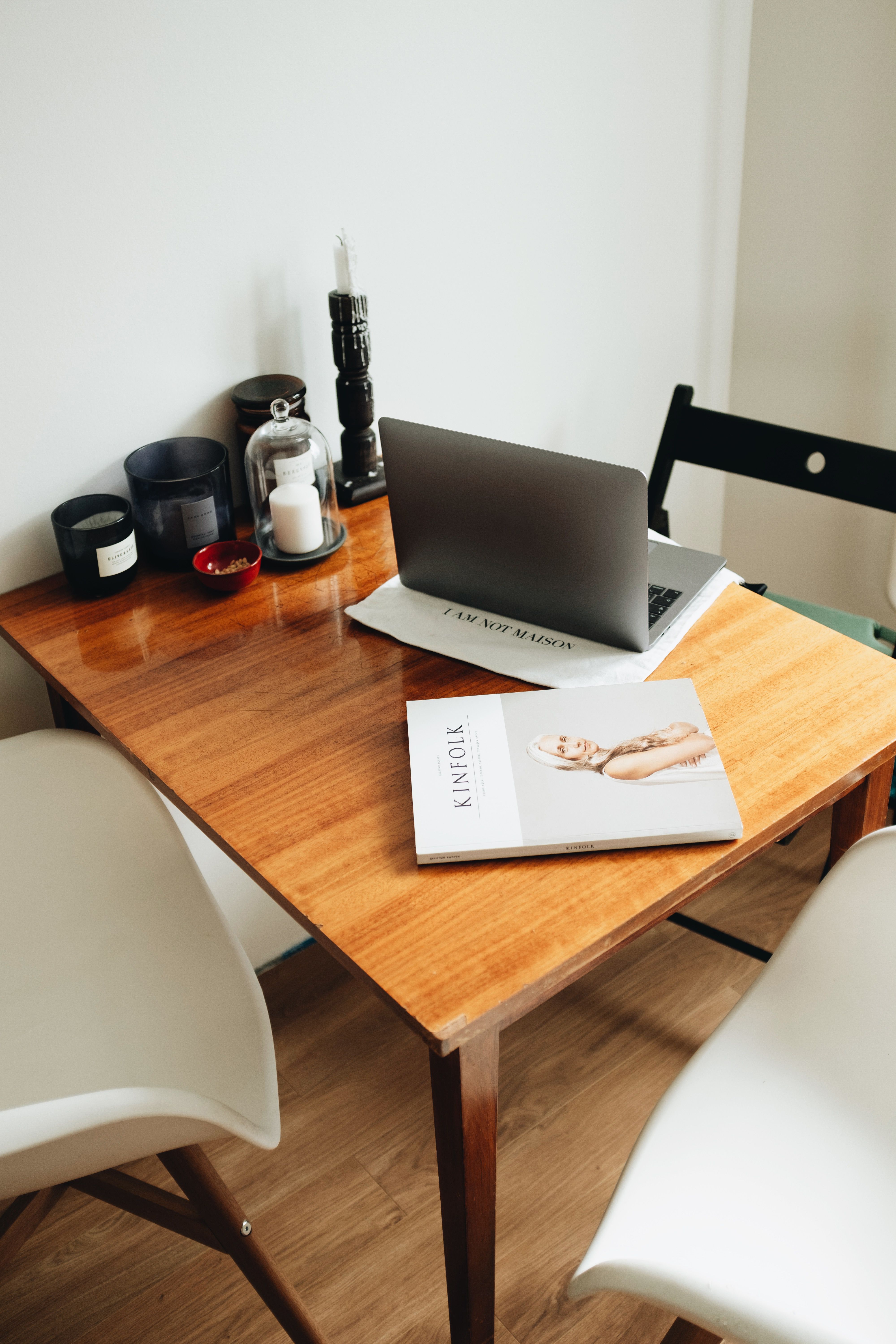 Silver Macbook on Brown Wooden Table · Free Stock Photo