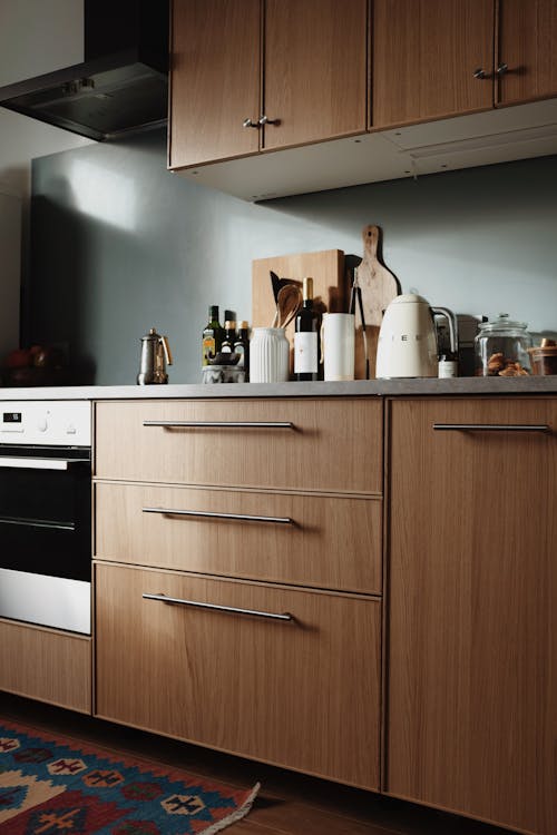 White and Brown Wooden Kitchen Cabinet