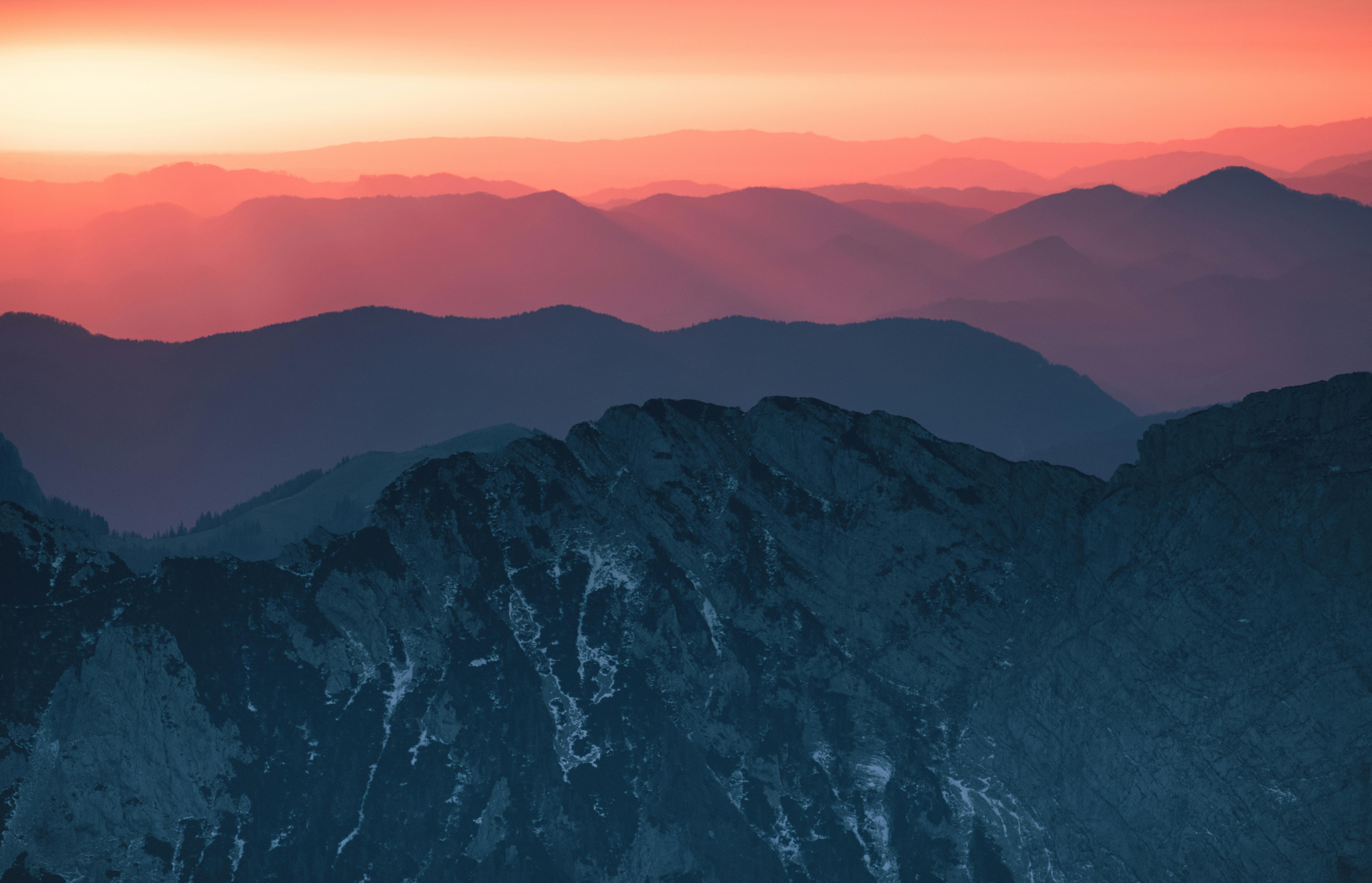 mountain during sunset