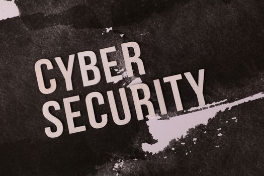 Cyber security concept shown on grunge-style background highlights the importance of digital protection.