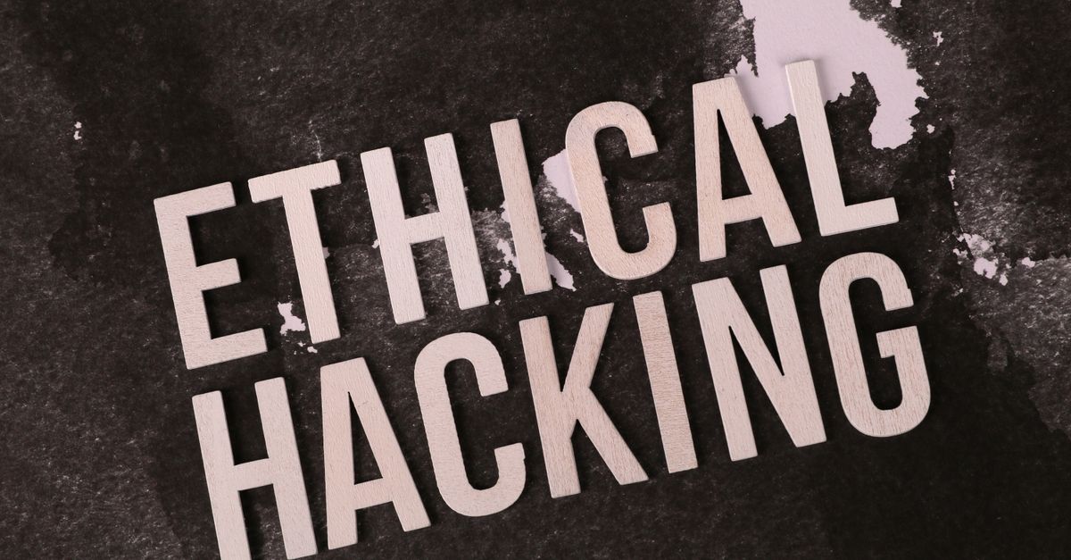 Creative depiction of the term 'Ethical Hacking' on a dark artistic background.