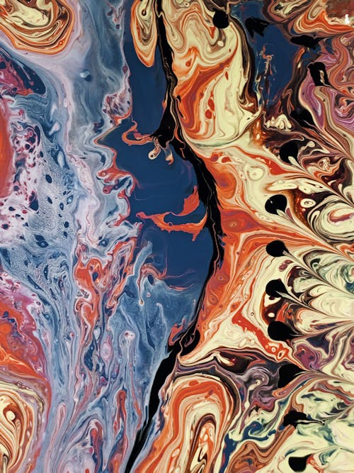 Abstract oil painting representing fire and water