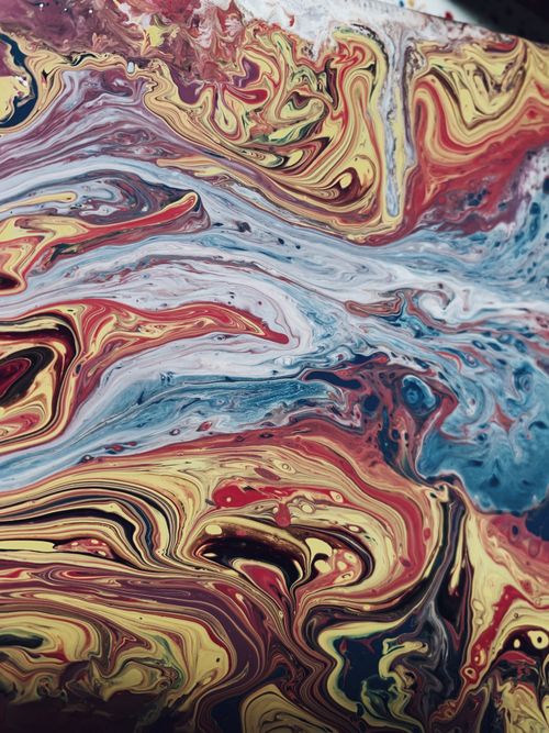 Free Creative design of oil artwork representing wavy flows and swirls with mix of paints blended with ink Stock Photo