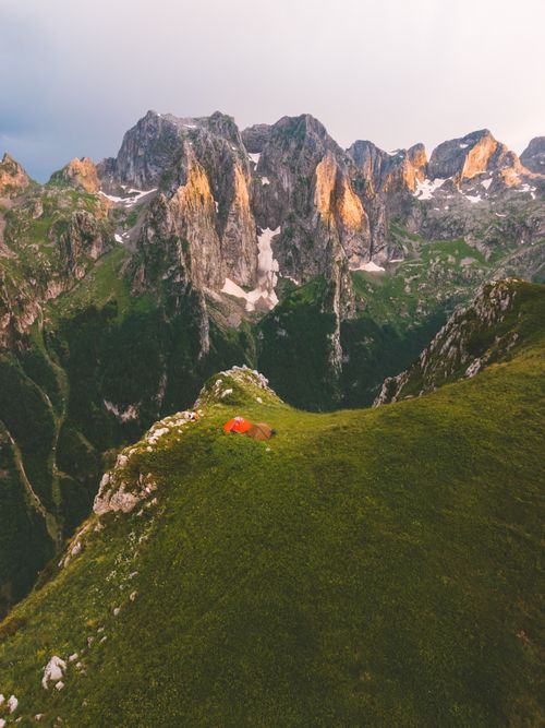 Free Experience breathtaking views of Prokletije Mountains in Montenegro during a serene camping adventure. Stock Photo