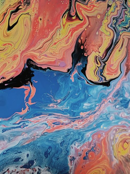 Free Abstract background with blue water flow and burning fire flame with wavy lines and different color tones Stock Photo