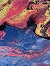 Bright abstract oil picture with mixing inks