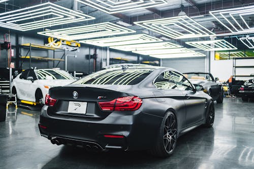 Black car parked in modern garage