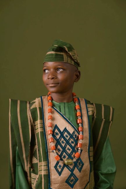A young boy in traditional Yoruba dress from Osogbo, Osun, Nigeria.