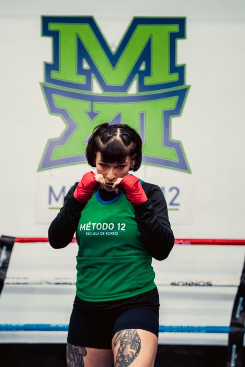 Free A female boxer practices her stance at the Método 12 gym in Buenos Aires, Argentina. Stock Photo
