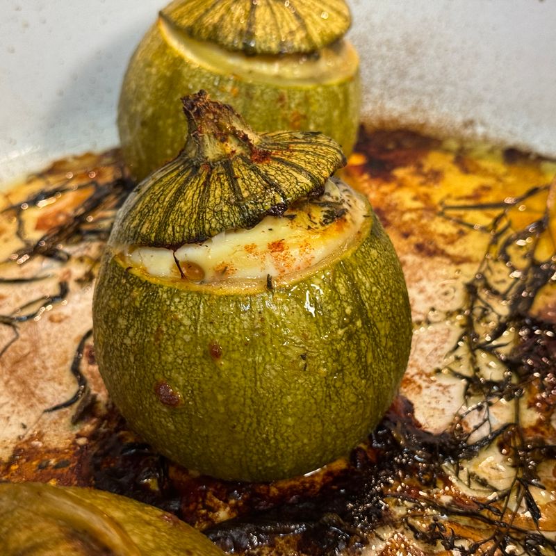 Baked Kofta-Stuffed Zucchini with Mint Yogurt