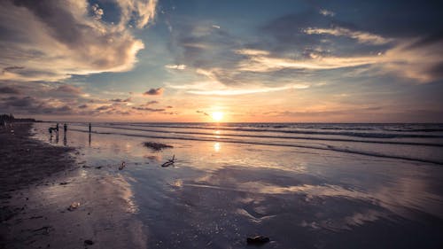 Foto profissional grátis de golden sun, por do sol da praia