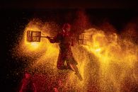 Captivating fire dance performance in Hoa Lư, highlighting traditional Vietnamese culture.