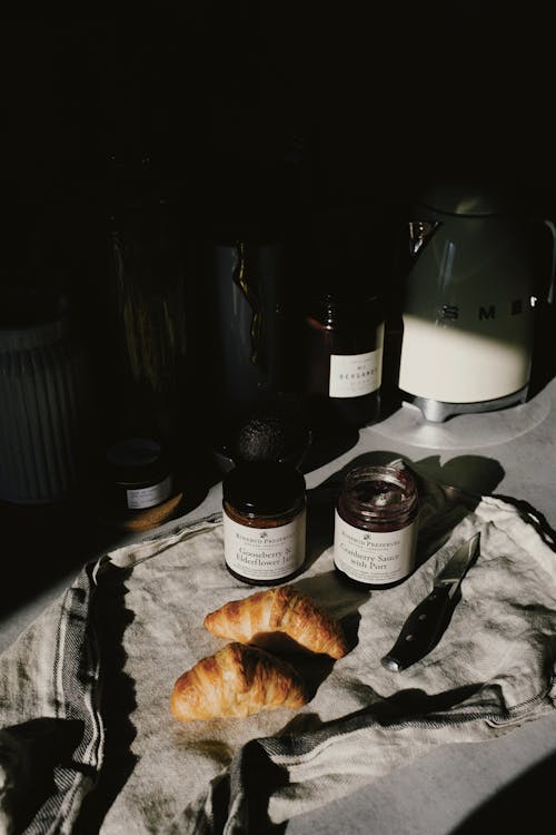 Free Croissants And Jams Stock Photo