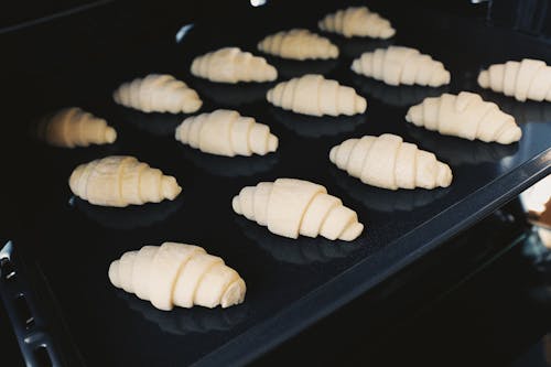 Free Black Tray with Croissants Stock Photo