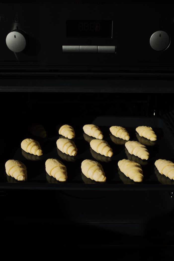 Cones baking in industrial oven