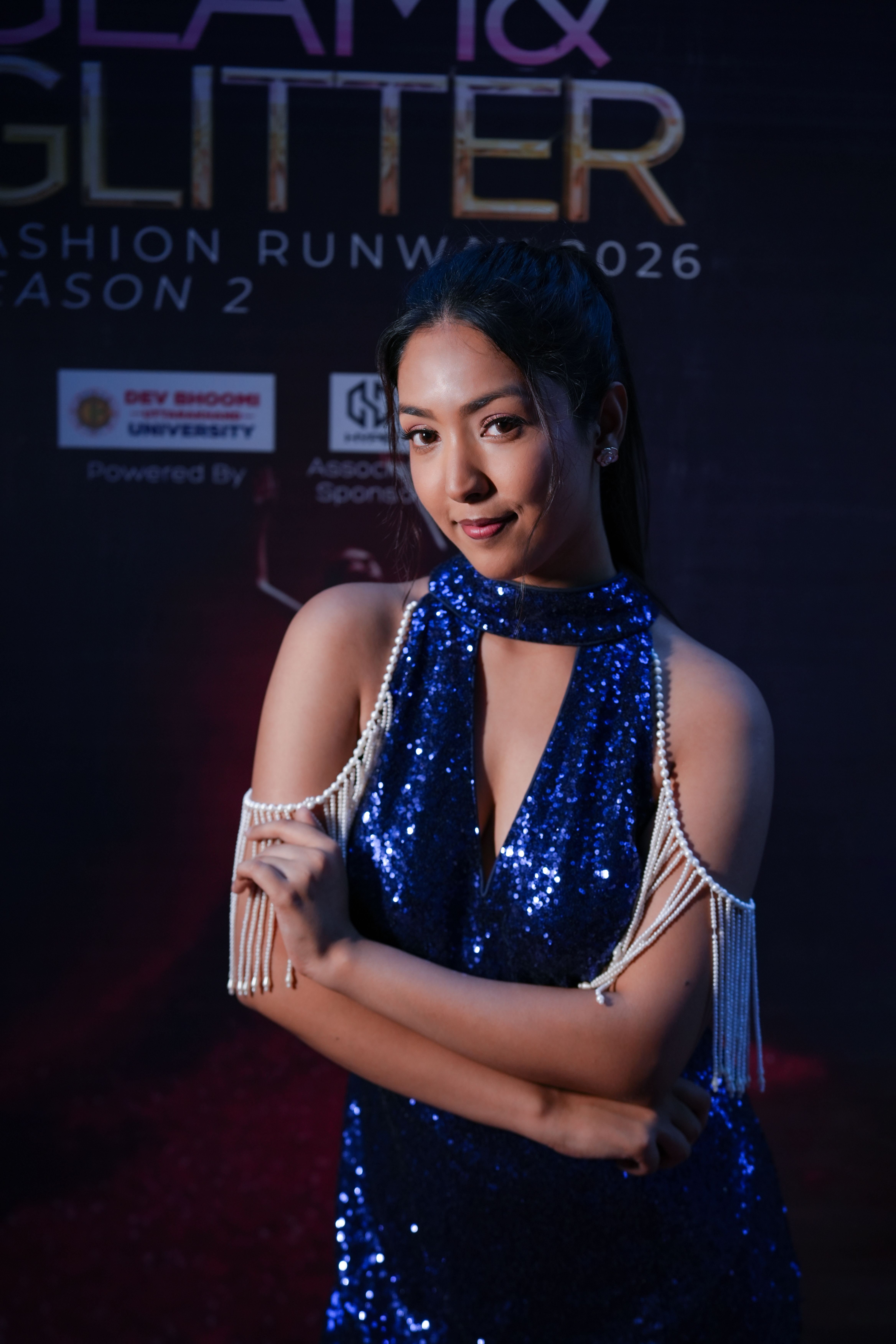 Glamorous Fashion Model in Sequin Dress at Runway Event · Free Stock Photo