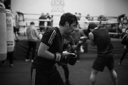 Free Boxers participate in a focused and dynamic training session in Buenos Aires, Argentina. Stock Photo