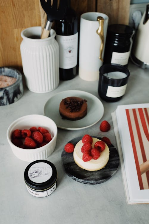 Raspberries On Top Of A Cake