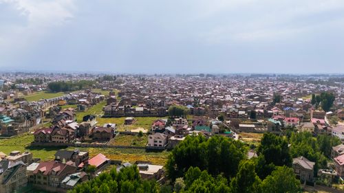 Free Expansive aerial view over the residential district of Srinagar on a clear day. Stock Photo