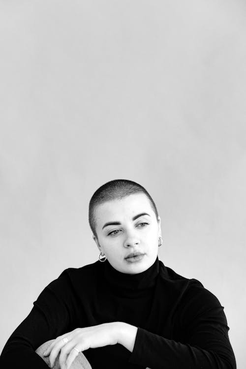 Free Grayscale Photo Of Woman In Black Turtleneck Shirt Stock Photo