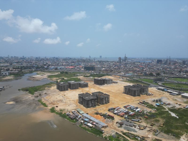 Construction site and skyline in Lagos