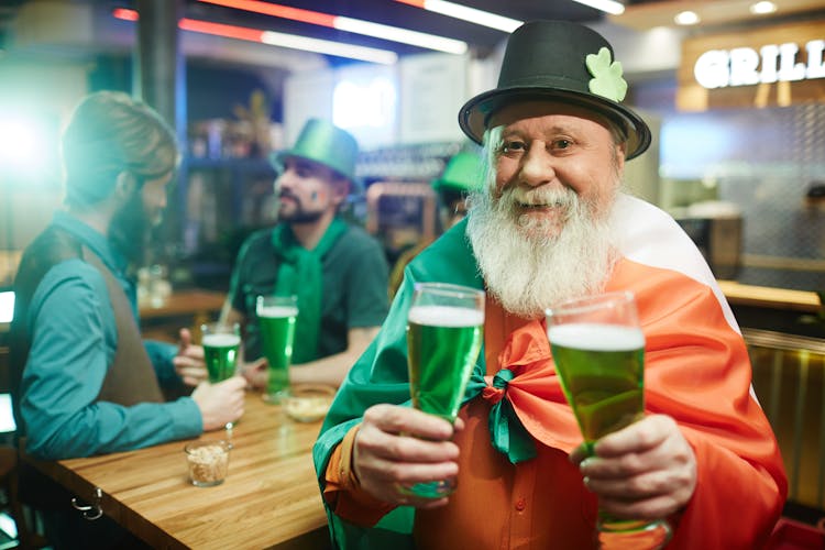 Senior Man Celebrating Saint Patricks Day