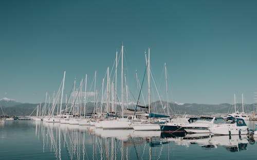 White Boats on Sea Under Blue Sky